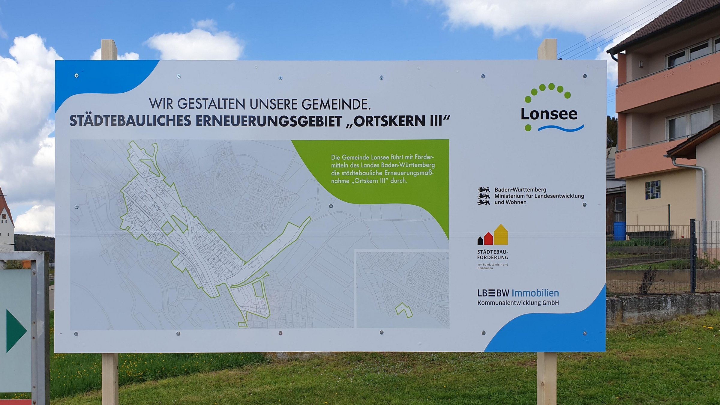 Ortskern III Schild/Bautafel